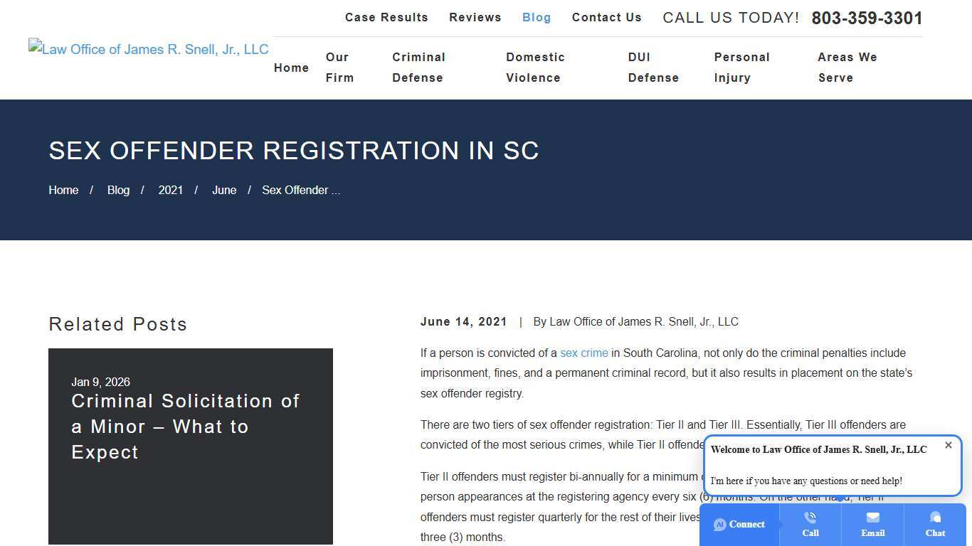 SC Sex Offender Registration | Law Office of James R. Snell, Jr., LLC