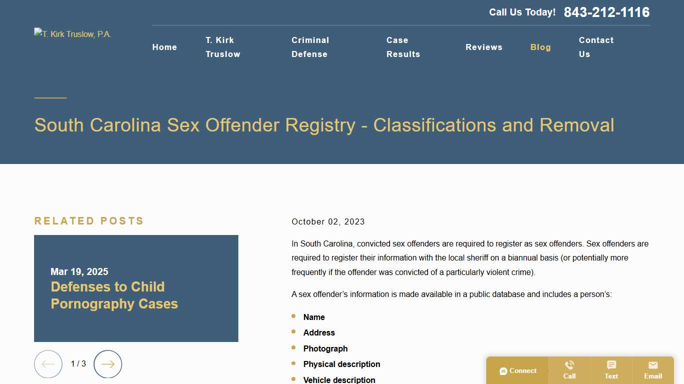 South Carolina Sex Offender Registry - Classifications and Removal